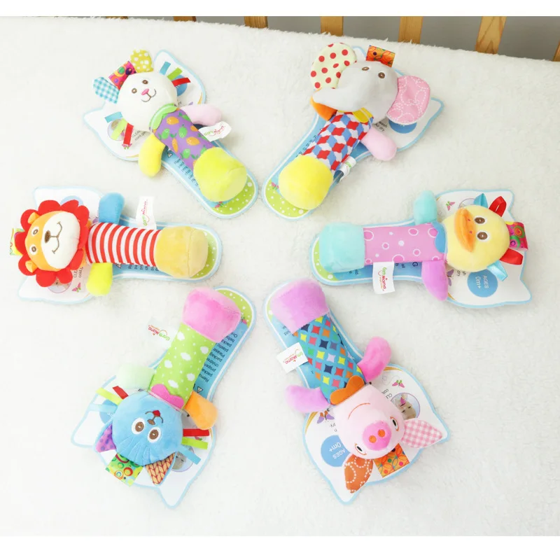 Newborn baby hand stick multifunctional cartoon animal hand holding stick with Bell BB stick E004