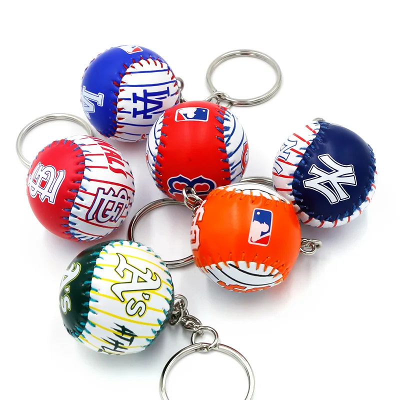 M-L-B Baseball Key Chain Wholesale 3D Leather Keychain Mini Sports Trend Pendant Souvenir Gifts Fashion All Teams Logo Keyring