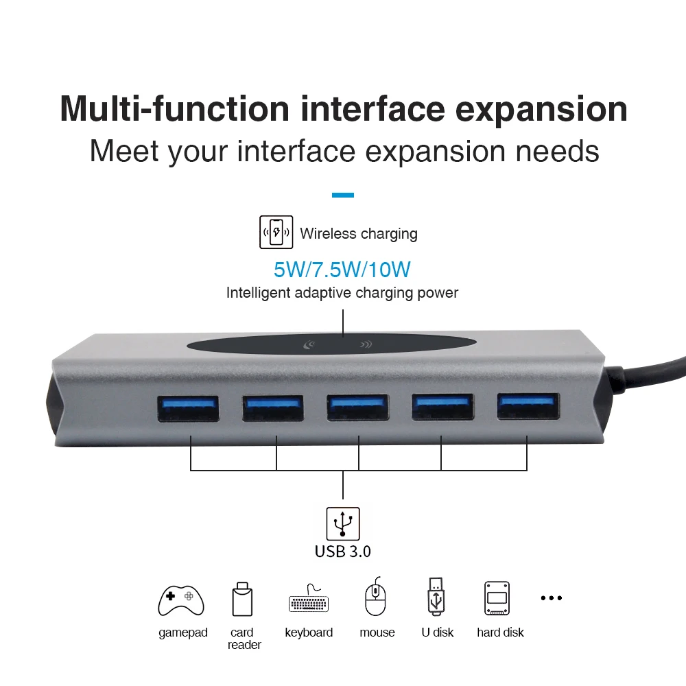 HUB docking station hub usb 14 in 1 type c to HD-MI*2 VGA USB3.0*5 SD TF RJ45 PD100W RJ45 1000M AUDIO3.5 10W gray BASIX