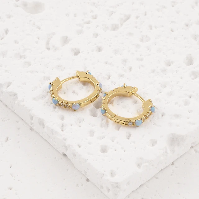 European American Cross-border Circle Australian Treasure Zircon Earrings S925 Pure Silver Fashion Elegant Dangle Ear