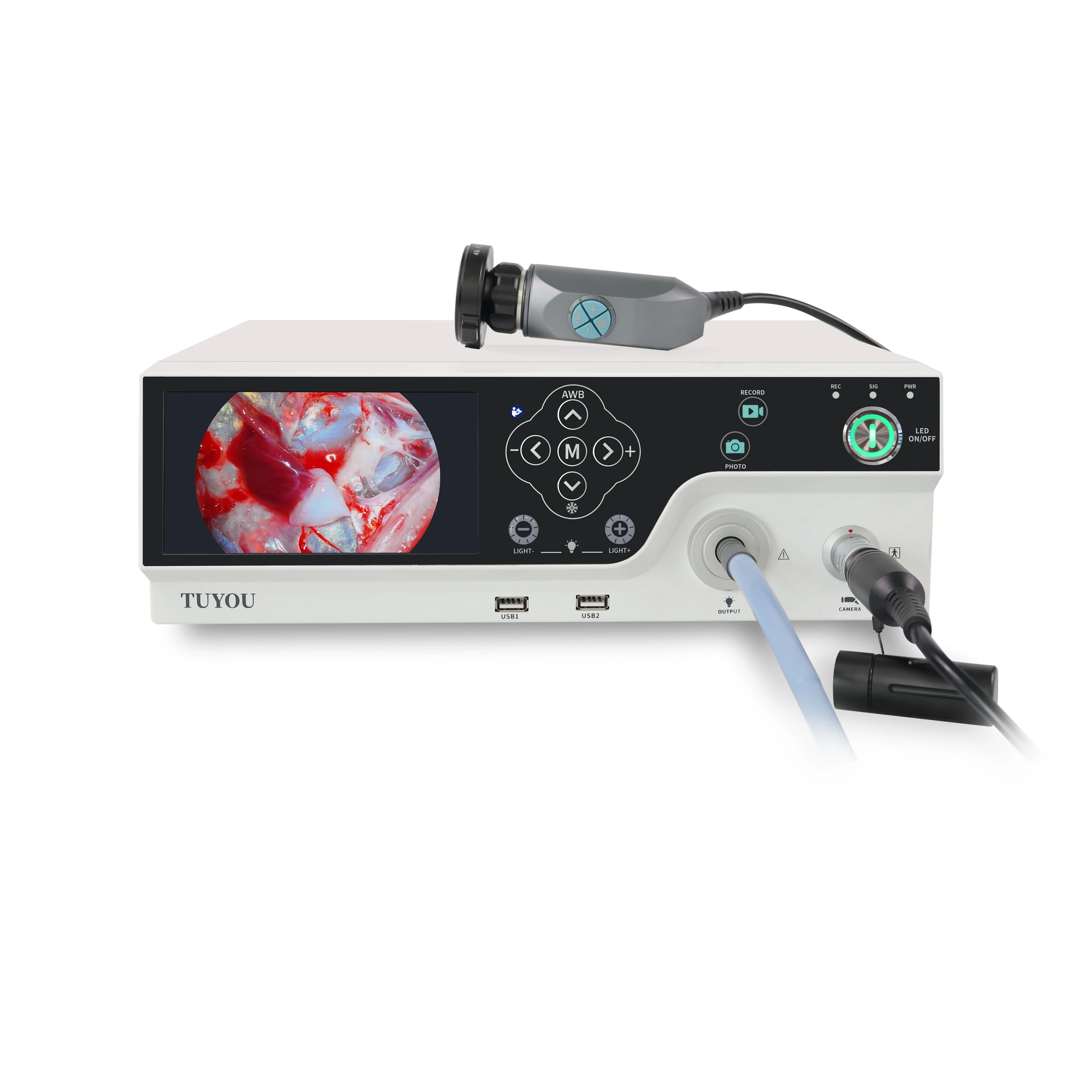 TUYOU 3 in 1 Endoscopy Camera System  CMOS Endoscope Camera with 80 Watts LED Light Source