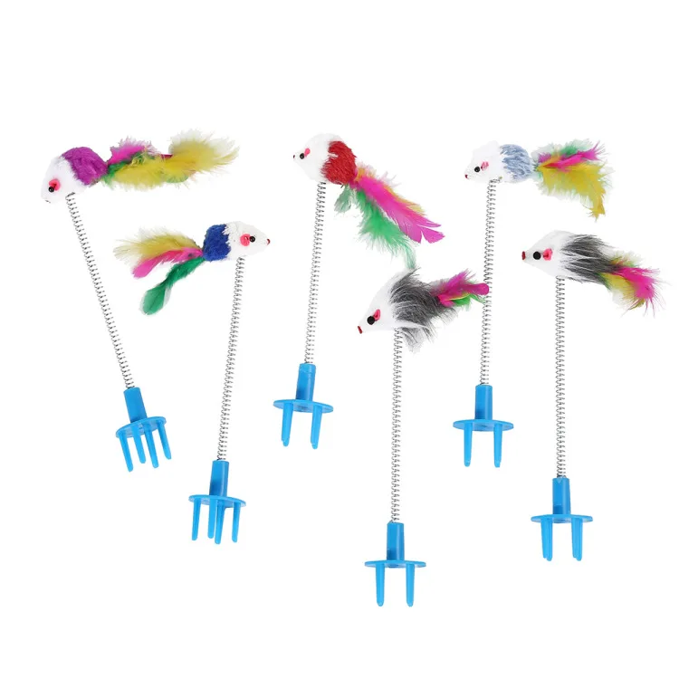 Factory direct Classic Feather Mouse Teaser Stick Wand Cat Toy wholesale