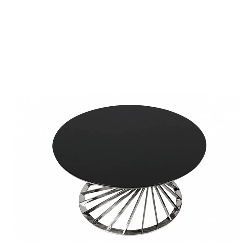 2024 modern luxury living room furniture glass and stainless steel coffee table round glass top center table for home decor