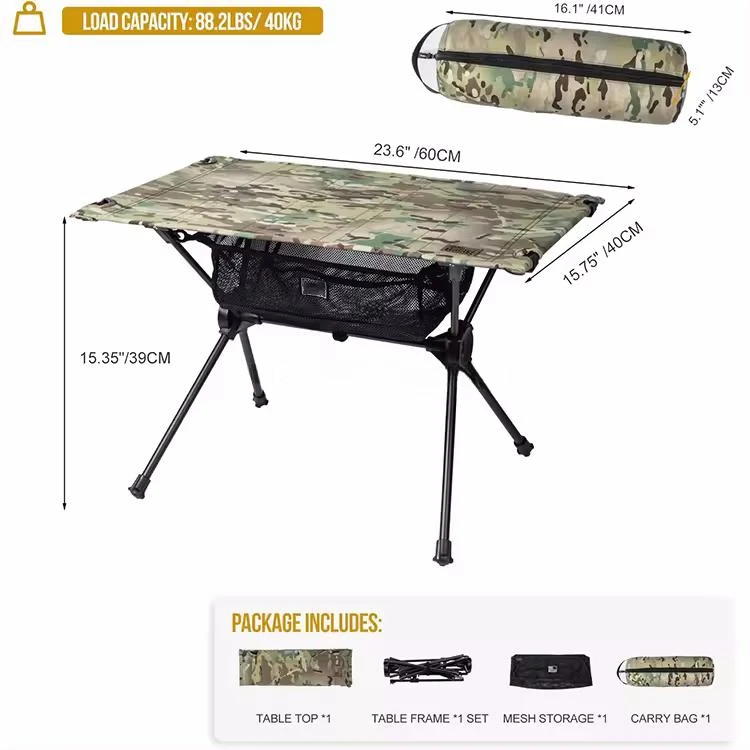 Portable Lightweight Aluminum Camping Table Compact Foldable Outdoor Backpacking Table with Beach Tent Side Feature