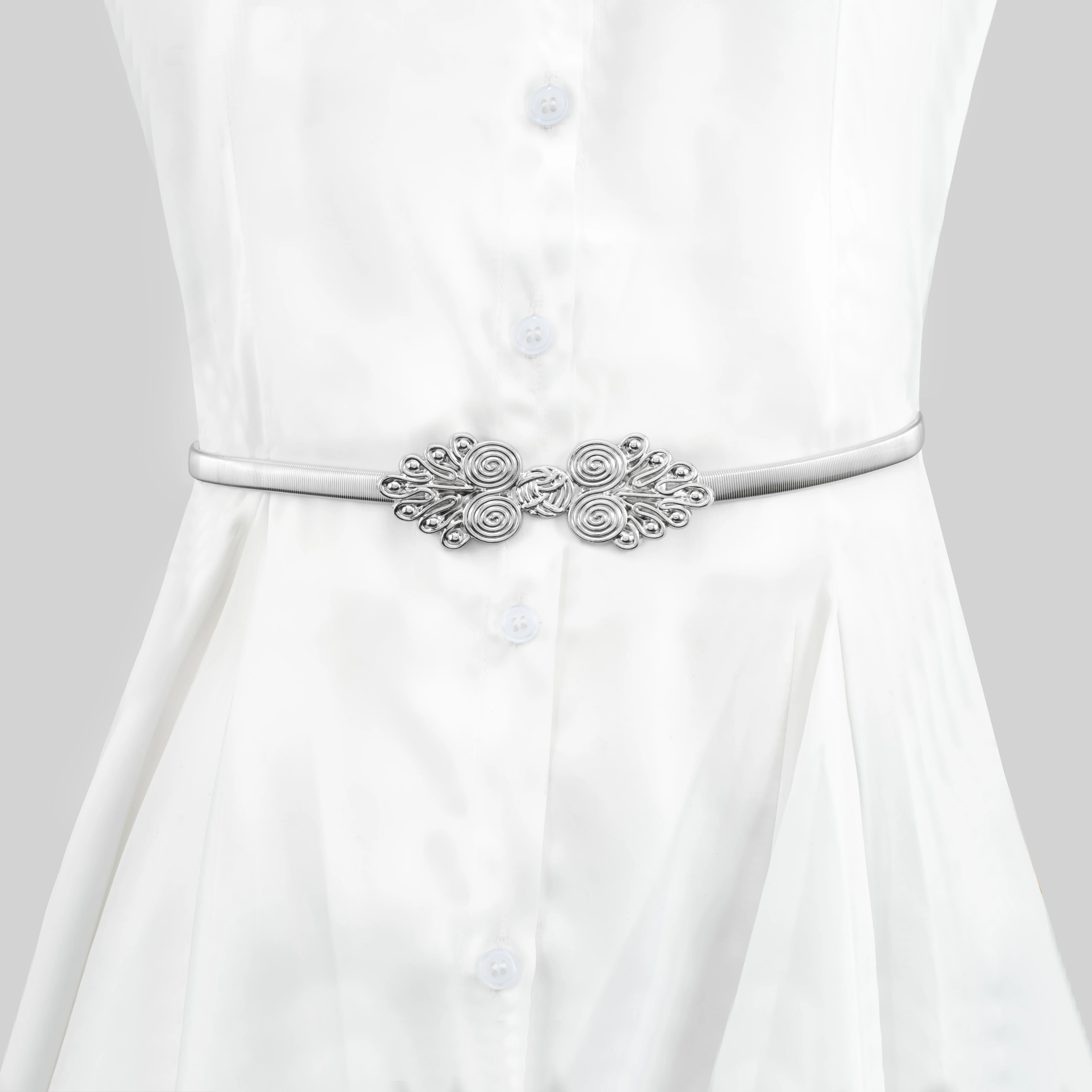 Women Western Chain Belt Adjustable Turquoise silver Metal Waist Chain Belt for Dresses