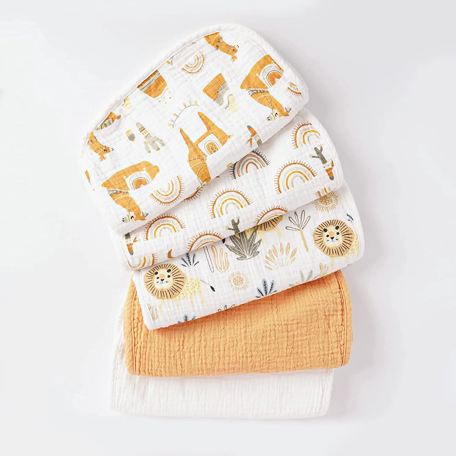 2023 Super Absorbent 5 Pack Muslin Burp Cloths 100% Cotton Baby Washcloths 6-Layer Bath Towel or Burp Cloths for Baby Girl Boy