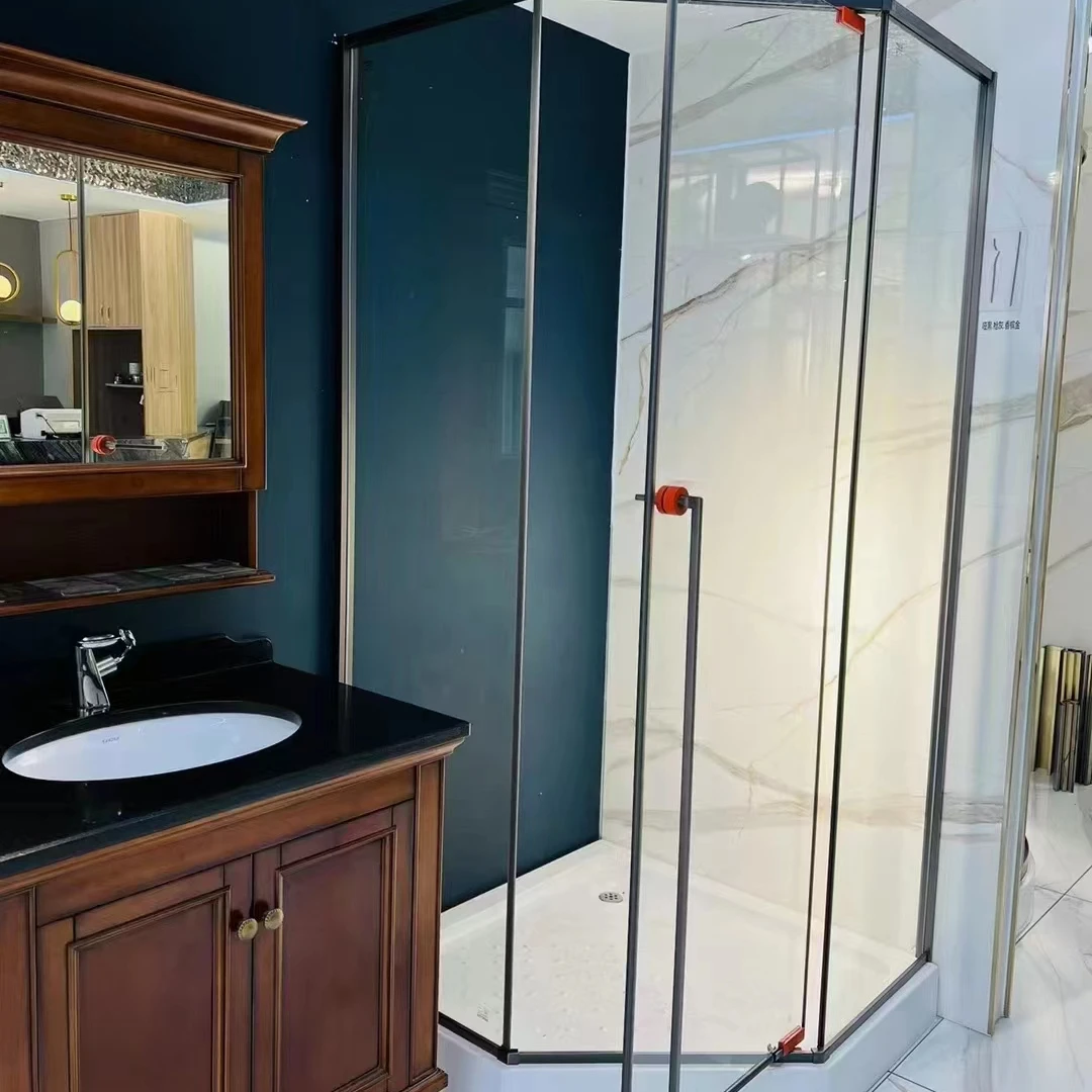 Inside and outside open door diamond type corner glass shower room shower cabin