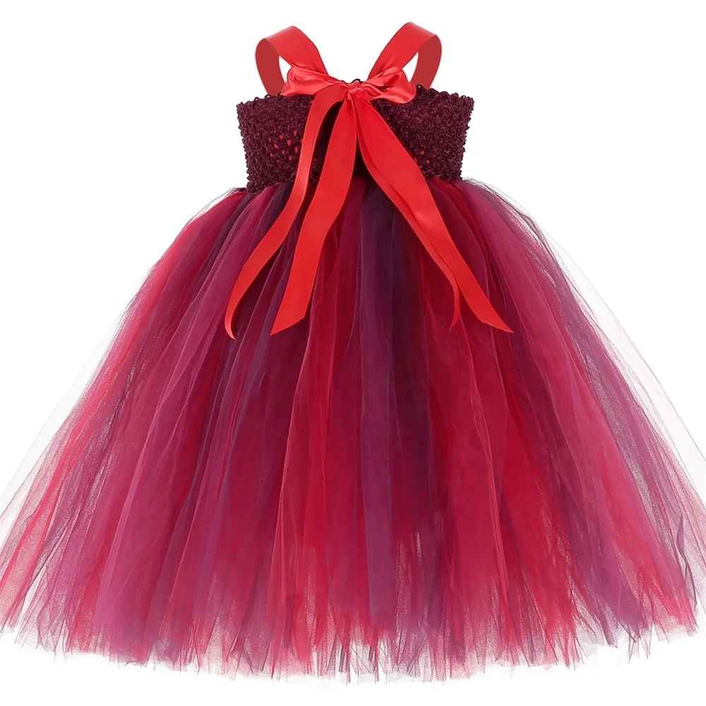 Модный Детский костюм с красными цветами, пушистая праздничная одежда для девочек, платье-пачка на свадьбу для детей
