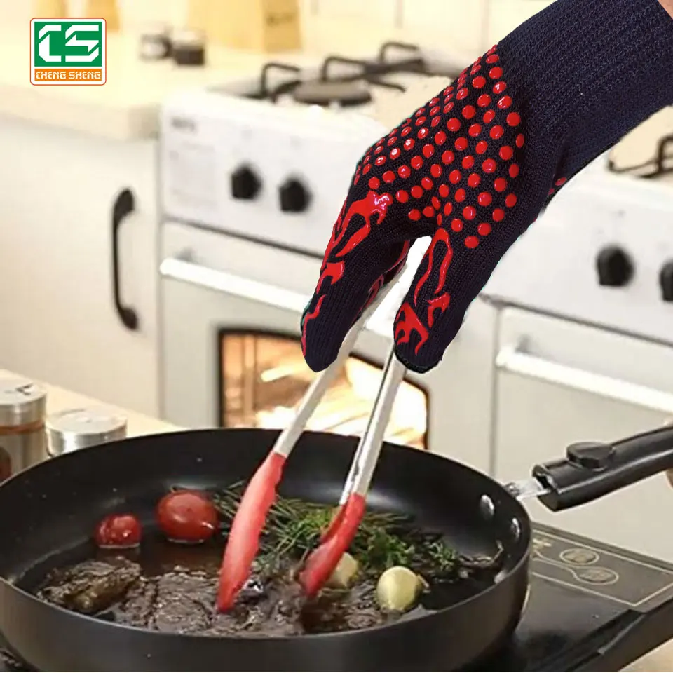 Хит продаж новый продукт бытовые перчатки для гриля барбекю кухонные двойные Нескользящие силиконовые
