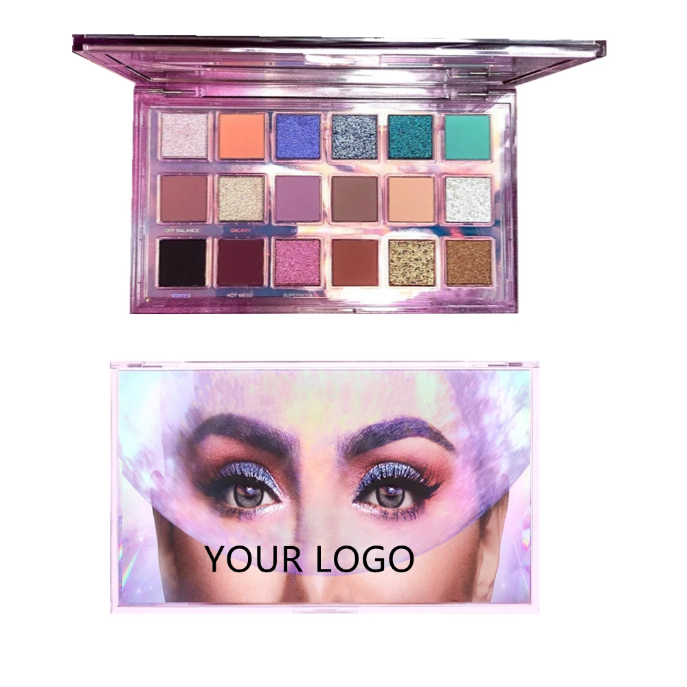 Huda Moji Product 18 Color Plastic Eyeshadow Box Maquillajepormayor Custom Private Label High Quality Eyeshadows Makeup Palletes