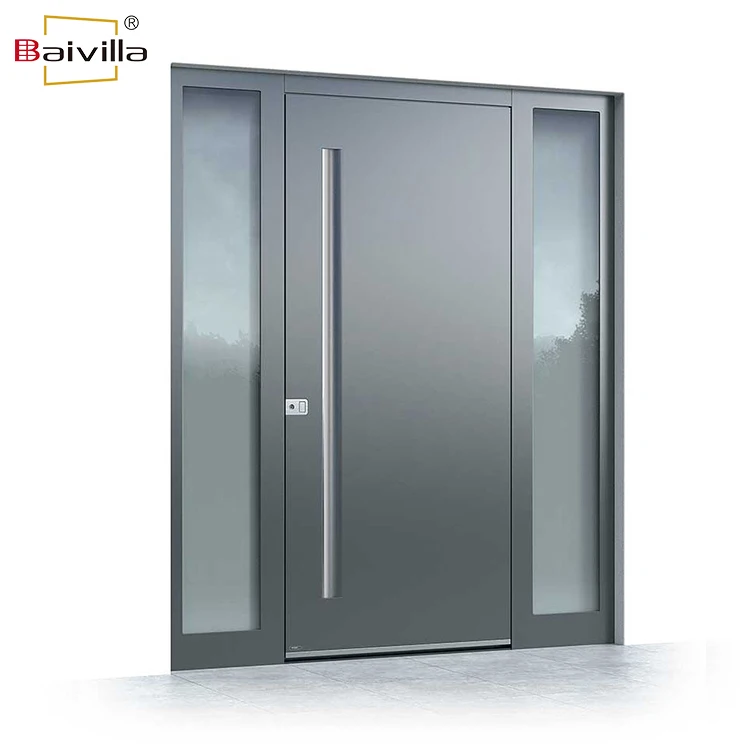 Heavy duty luxury design metal front entry security doors villa exterior main entrance steel pivot door