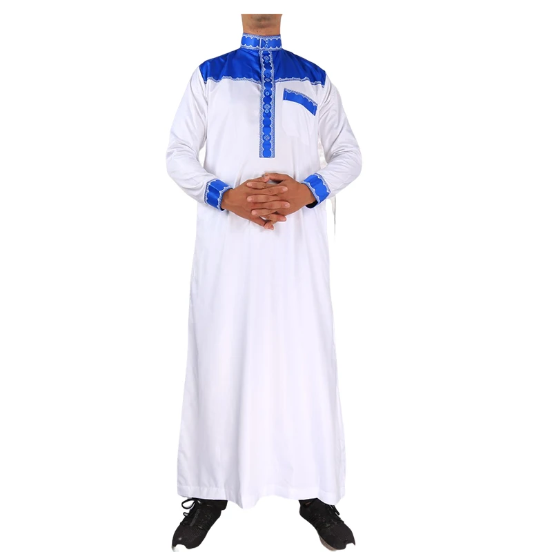 Arabic Men Robe Khal Brand Long Sleeve Polyester Material mix colors Thobe With Pants For Muslim