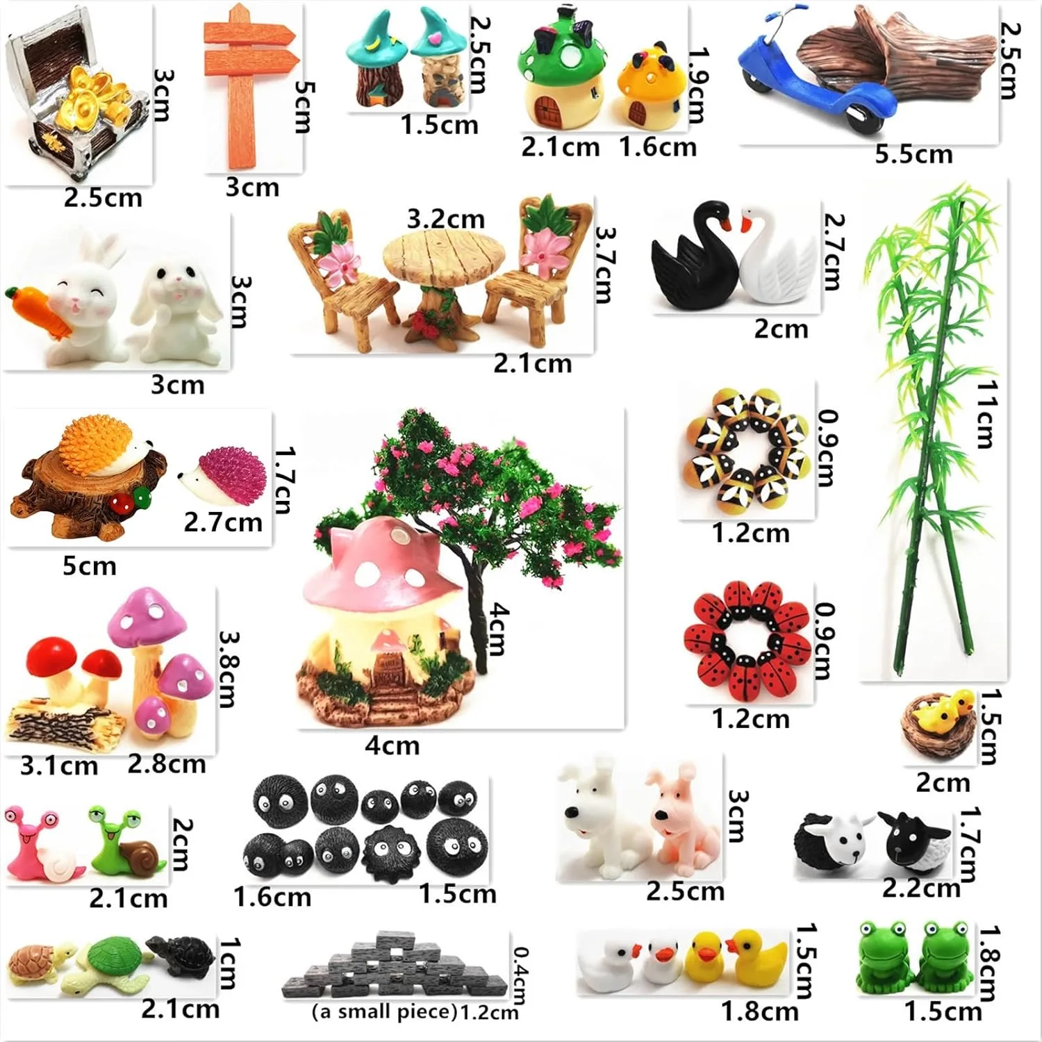 Wholesale Fairy Garden 99 Pieces Miniatures Mini Animals Miniature Ornament Kit Plant Set for Miniature Garden Decor