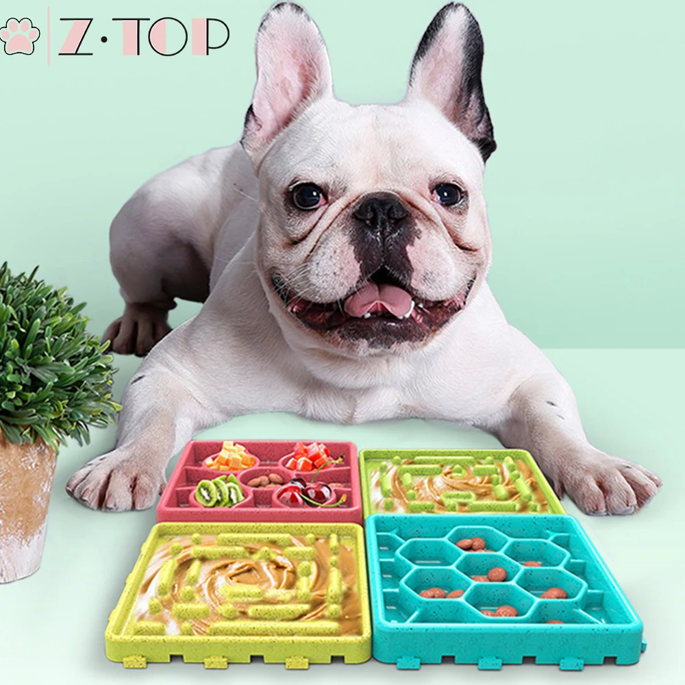 Durable 4 pack Pet Fun Interactive Slow Feeder Dog Food Plate Bowl Lick Mat to Stop Bloat for Healthy Eating Habit