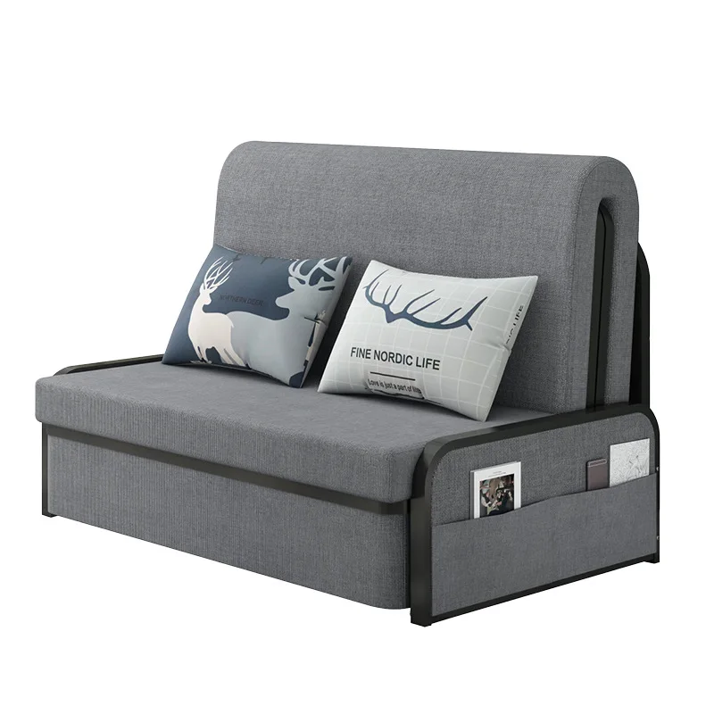 Modern Single Sofa Bed Convertible Multifunctional Wooden Frame Furniture Bedroom Small Hotels Foldable Storage Living Room