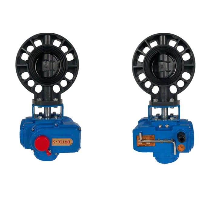 AC220V DC24V on off type intelligent module 4-20mA 1-10V electric motorized UPVC FRPP PPH ABS butterfly valve