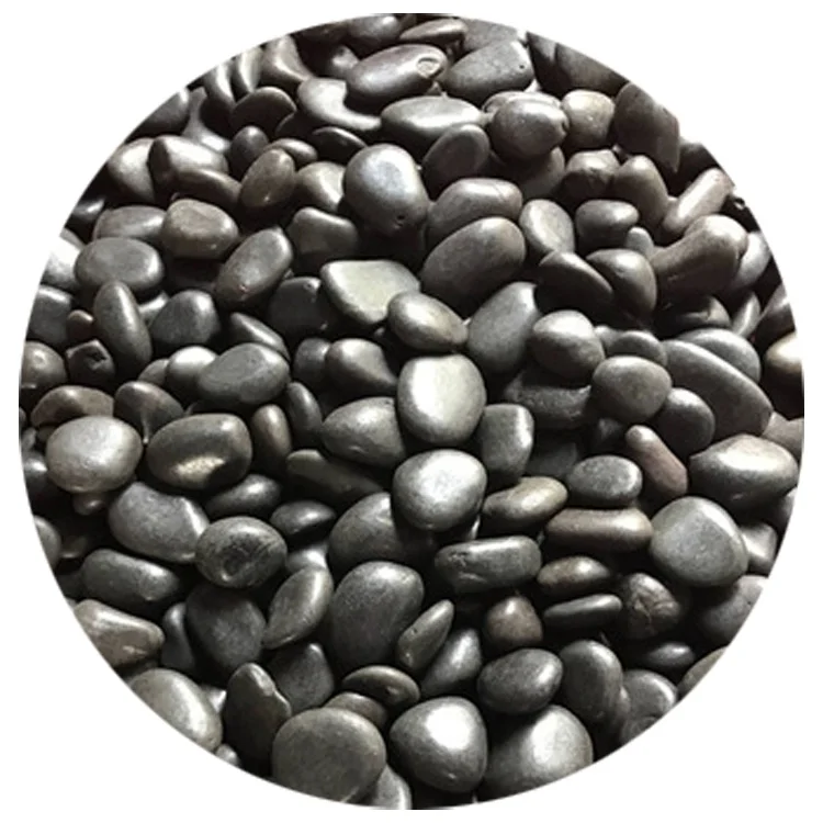 Черный полированный камень с черной галькой