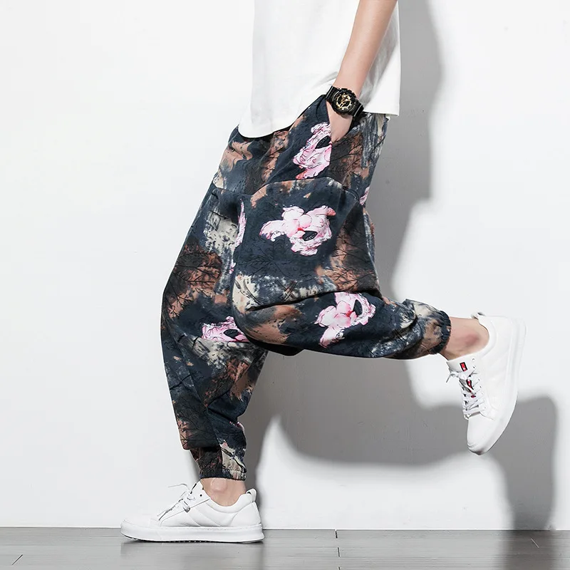 harem pants trendy floral pants slacks for men hip hop dance pants for men