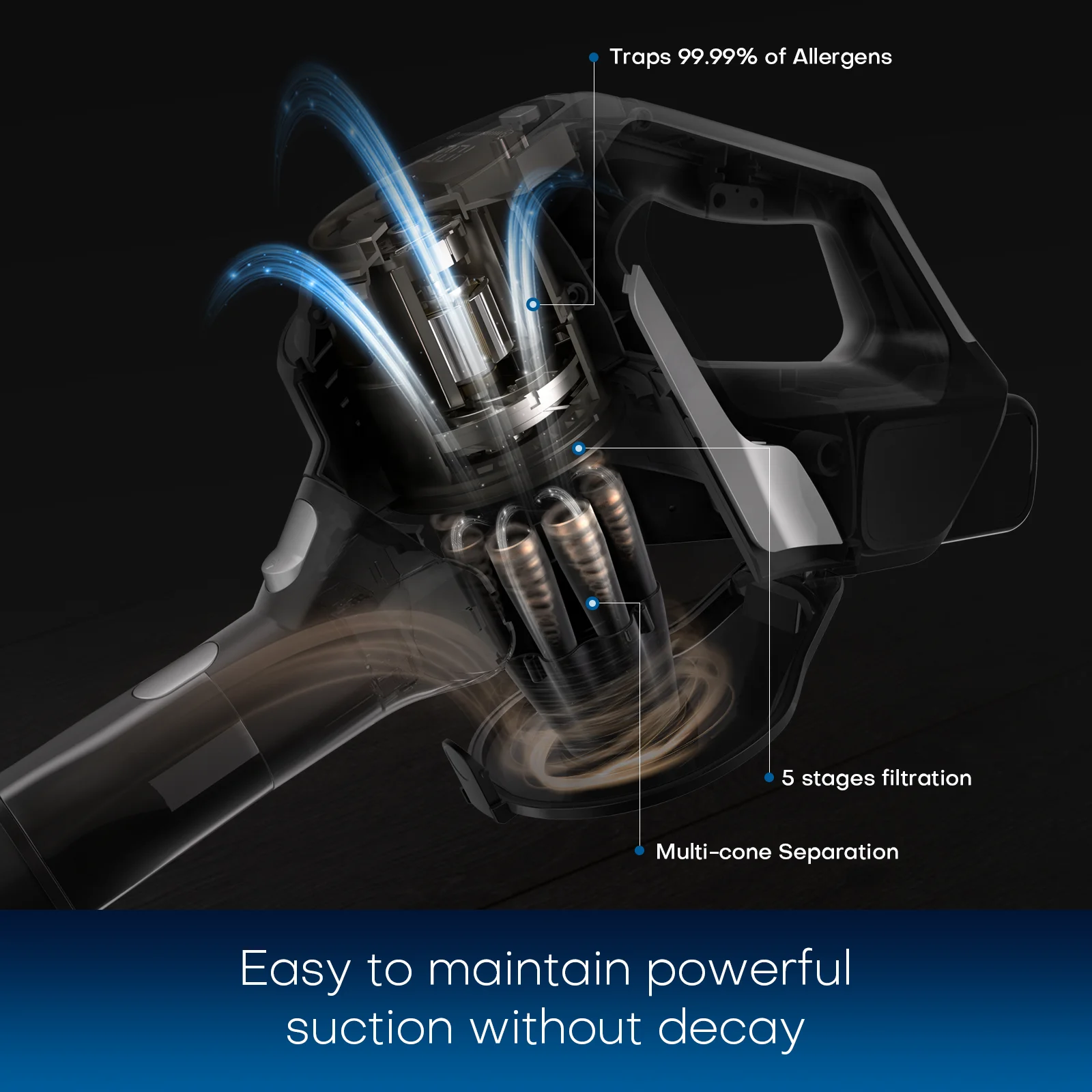 Household vacuum cleaner 220W bagless vacuum cleaners 24000 pa stick vacuum cleaner