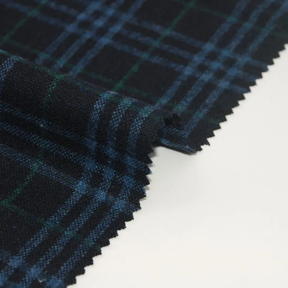 Wholesale Italian high quality thin suit polyester blend check wool fabric