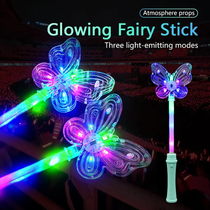 New 8 LED Butterfly Glow Sticks Concert Party Flash Wands Glow in Dark Light up Led Butterfly Glow Stick