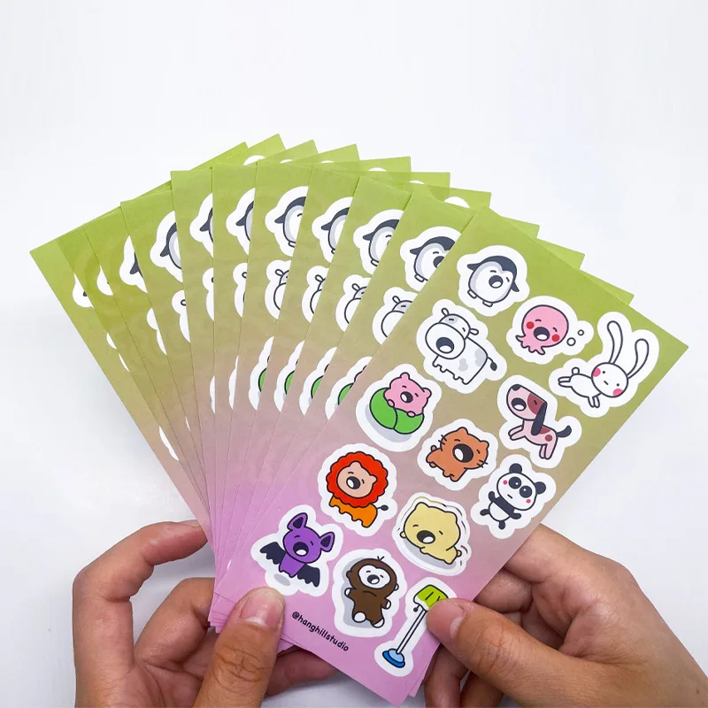 Custom Company Design Logo Self Adhesive Waterproof Label Cartoon Vinyl sticker Customized Printing Die Cutting Stickers