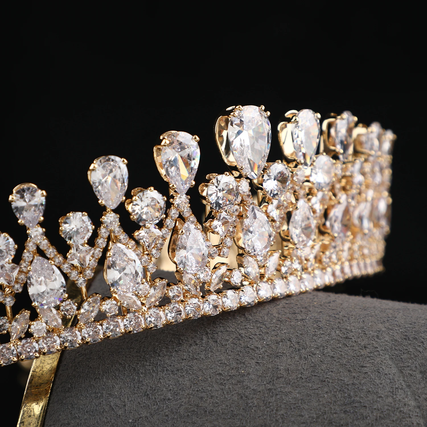 Luxury Shining Zircon Crown For Brides Platinum Plated/24K Gold Plated Wedding Tiaras And Crowns Bridal Hair Accessories