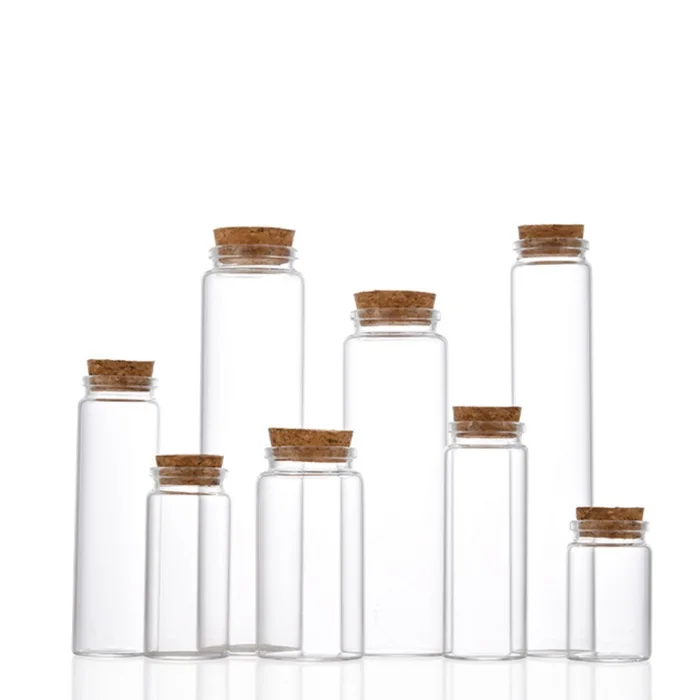 Боросиликатное мини-стекло труба флакон стекло с закручивающейся крышкой деревянная пробка 15 мл 20 30 50 80 90