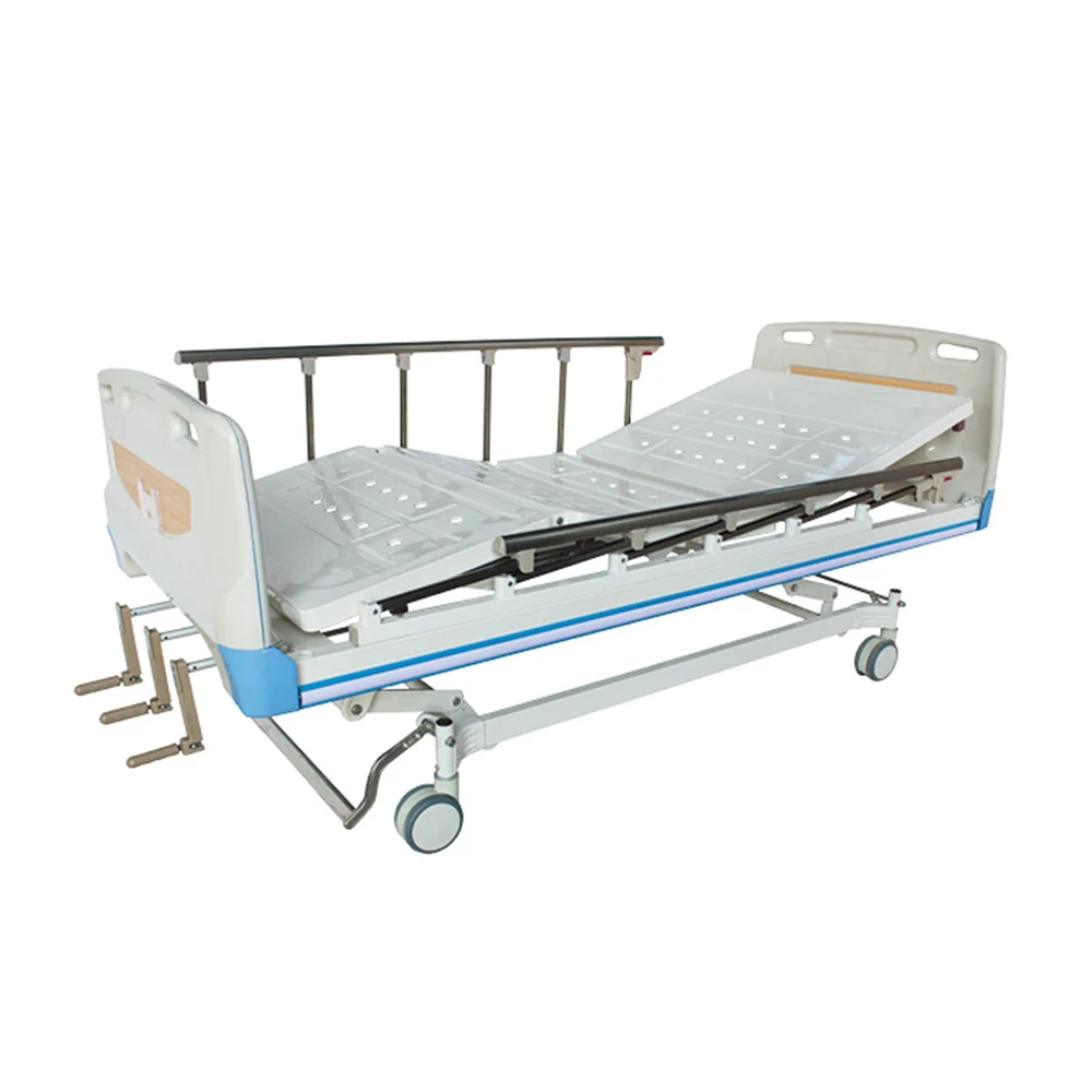 Cardiac Manual Mechanical Bariatric Emergency Semi Fowler Flat Hospital Hydraulic Couch bed With Monkey Bar Price From China