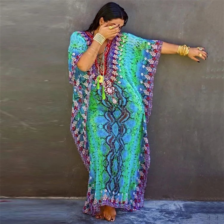Plus Size Beach Cover Up 2023 Robe Plage Pareo Long Dress Women Summer Beachwear Swimsuit Cover Up Tunic For Beach Kaftan Dress