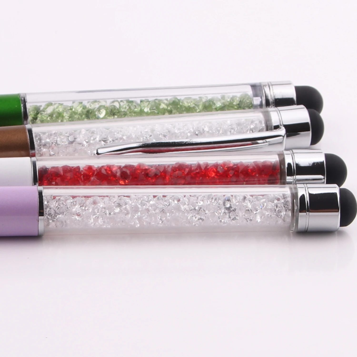 Promotional diamond crystal pen customized logo printed with stylus touch active stylus pen
