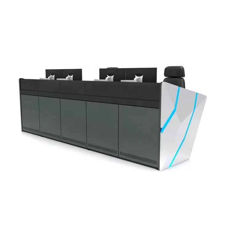 Command Center Computer Console Desk Led Light Monitor Control Center Workstation Operation Console Table Furniture Design Desk