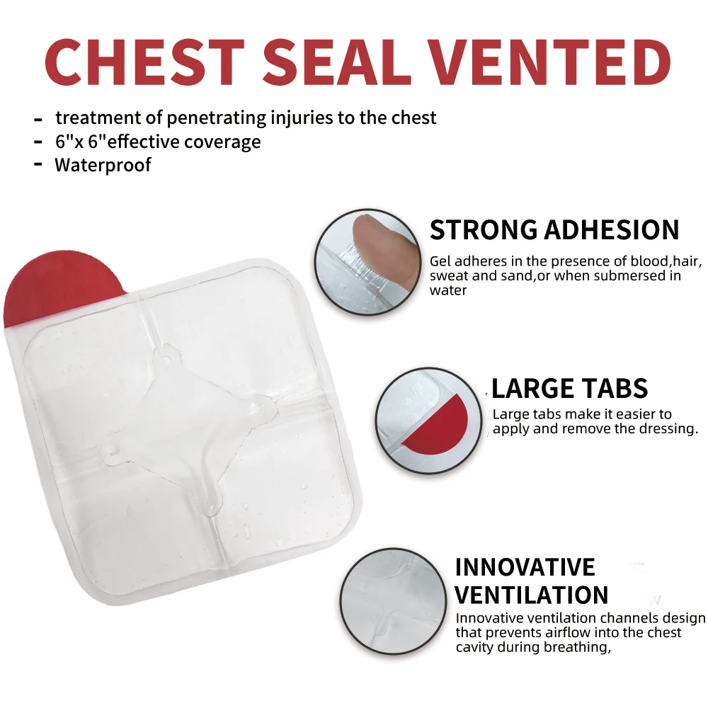 Ce Approved MST Trauma Tactical First Aid Chest Seal Dressing For first aid vented chest seal chest seal