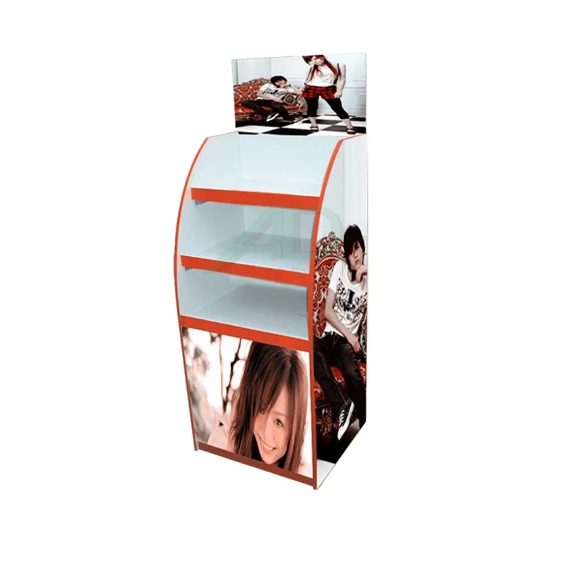 customized graphic POP advertising display shelf recyclable sturdy cardboard display stand for supermarket