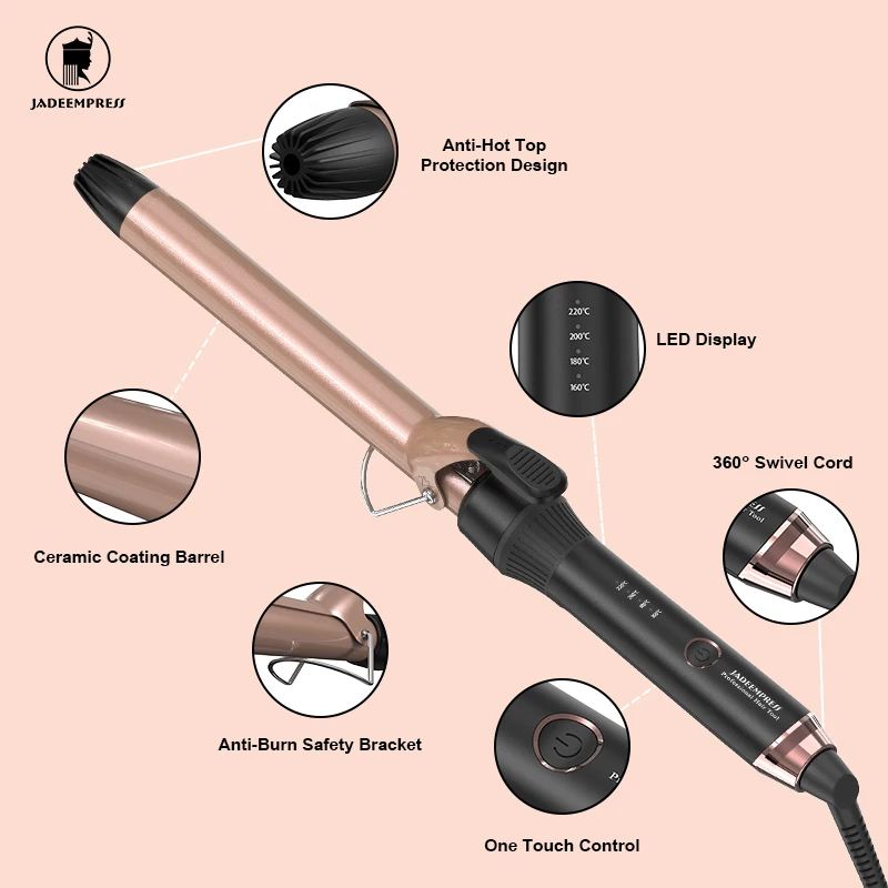 Professional Household Ceramic Coating Hair Curler with LED Temperature Display OEM Curling Iron Private Label