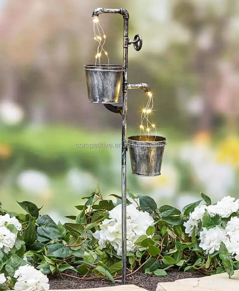Solar Led Street Light Waterproof Metal watering can for Garden Decoration solar Light Jug Luminous Body