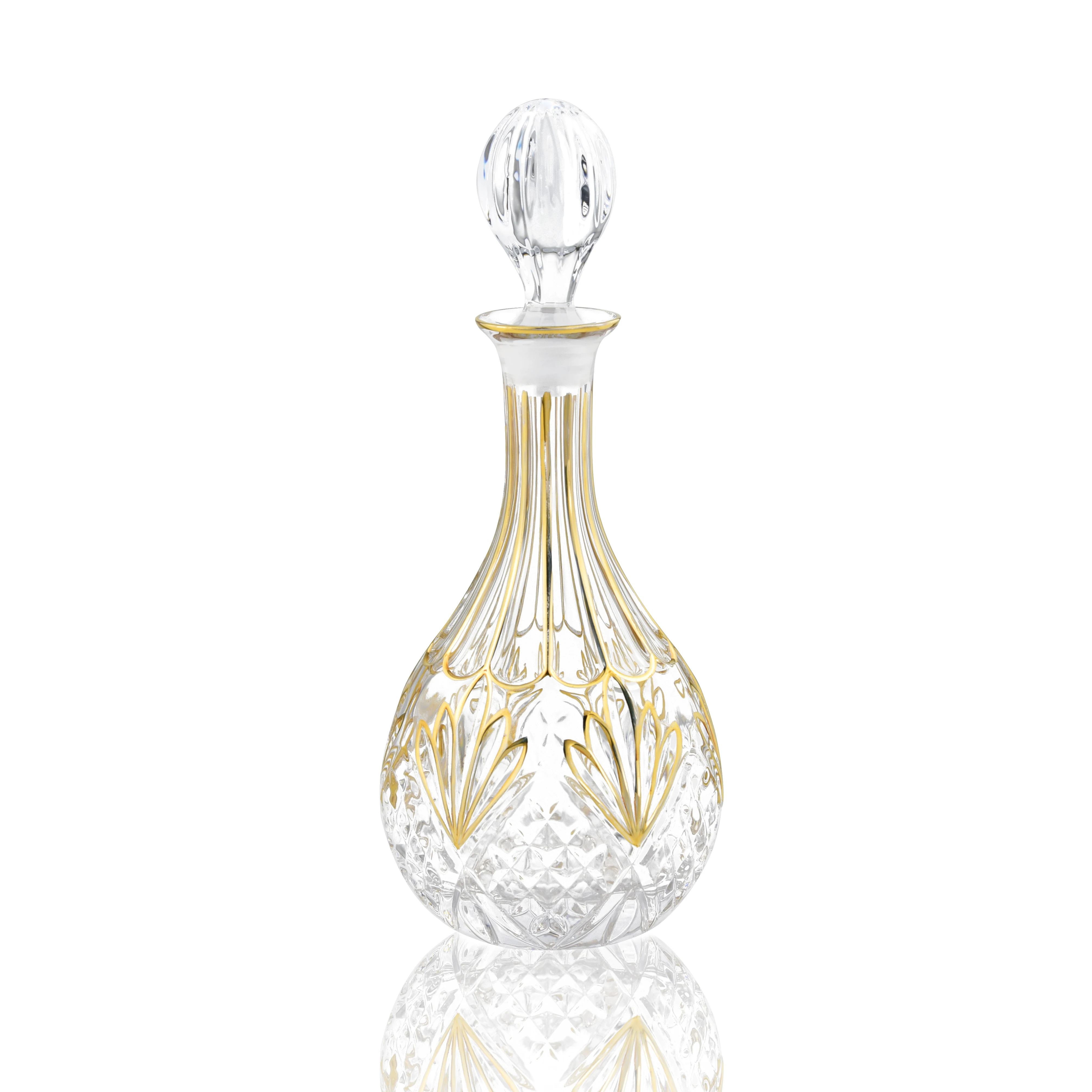 N15 Luxury Gold Crystal Glass Decanter 850ml Capacity Classic Design Style-for Whiskey Wine Tequila Brandy Drinking Ware Party