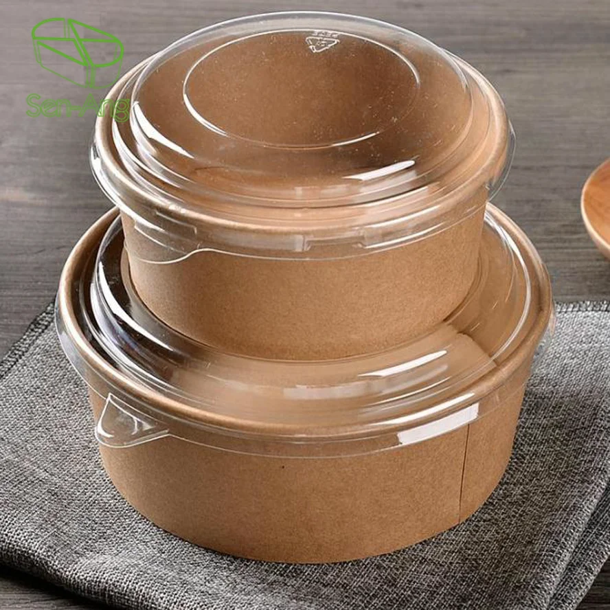 SenAng07 New Arrival White Square Rectangular Lid Cover Round Dessert Soup Bucket Paper Salad Bowl Manufacturer