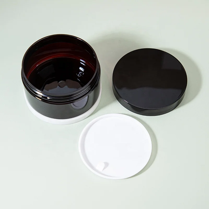 Wholesale cosmetic food packaging 200Ml 300Ml 350Ml 400Ml 500Ml amber pet plastic cosmetic cream jar