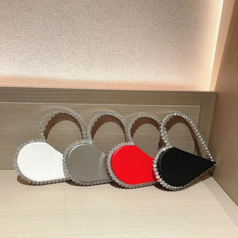 Bolsas De Festa Bling Rhinestone Heart Shape Cutches Wedding Evening Purse For Women Luxury Crystal Cutch Bag Evening Bags
