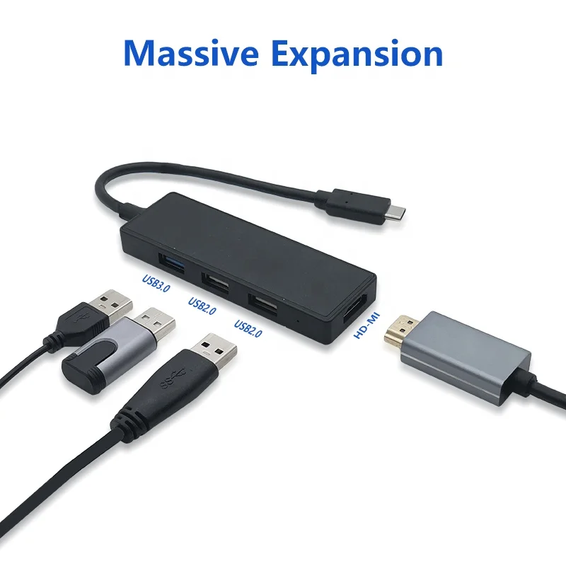 
Nickel-plate C To 4-Port USB 3.0 Ultra Slim Data Type C 4 In 1 USB HUB 