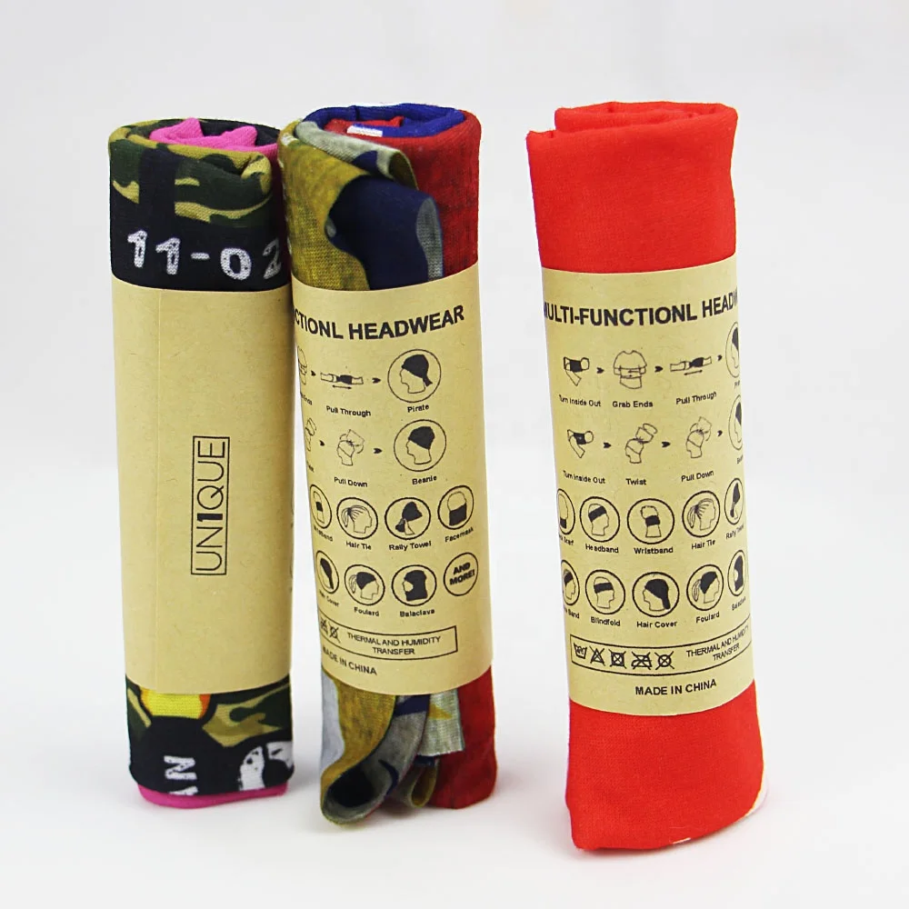 China factory Custom Neck gaiter Tube Bandana headwear with eco paper packing