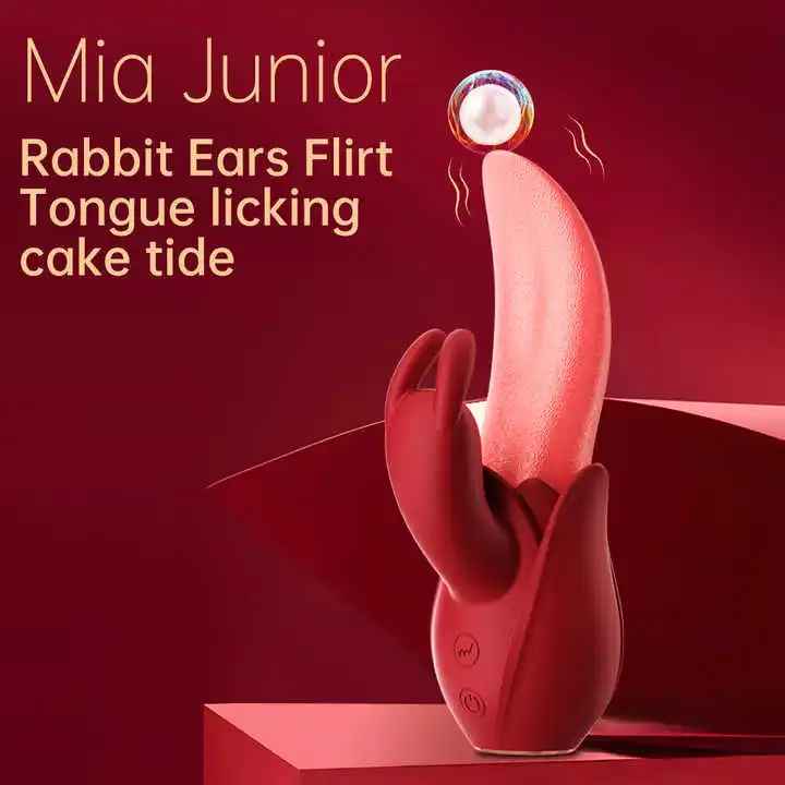 Adult Stimulator Rose Tongue Shape Massager Licking Toy 10 Frequency Rabbit Vibrator Clitoral Real Soft Tongue Vibrator