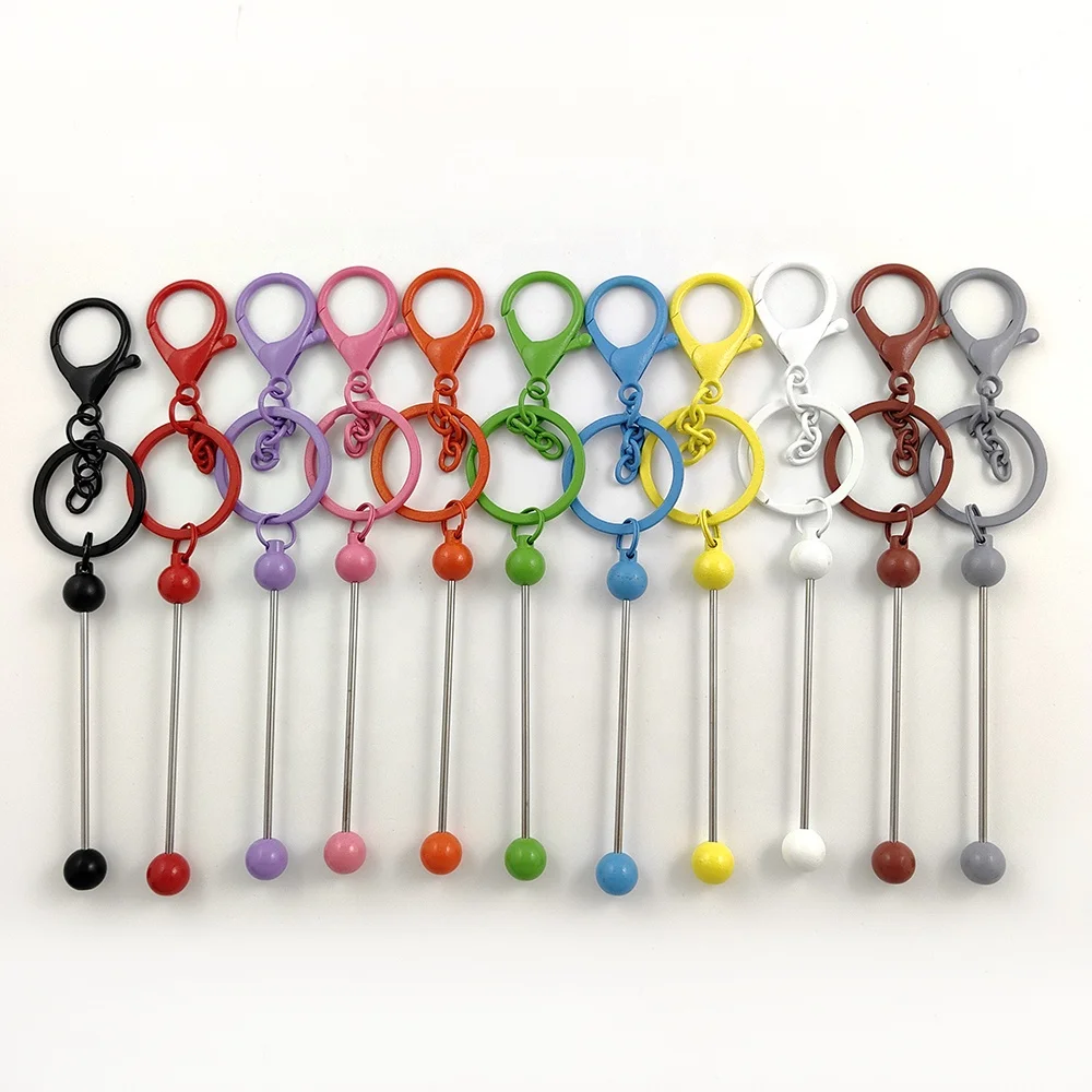 stock 2mm Add A bead Bar Beadable Key chain DIY Craft beadable keychain bar beadable keychain