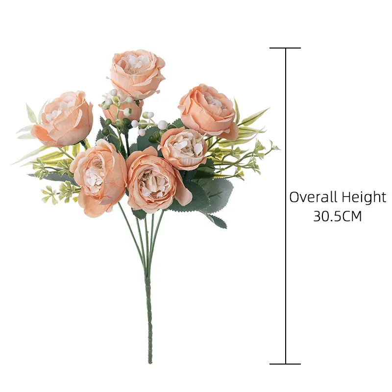 MW55506 High Quality Holding Silk Artificial Nice Peony Flower Wedding Bouquet With Plastic Greenery Accessories Faking Flower
