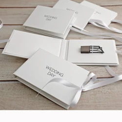 OEM White Paper USB box folder folio rigid package packing wedding photographers USB case Branding box for Geometric USB