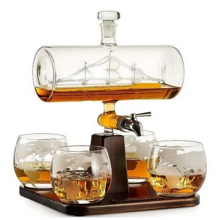 Креативный антикварный корабельный графин, Делюкс, Карта мира, винный набор стеклянных бутылок для виски