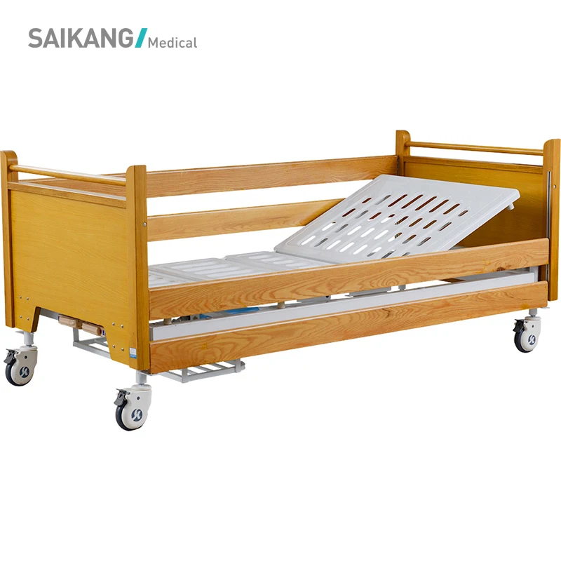 H2h Medical Appliances Economic Wooden Emergency Hospital Bed With 2 Crank