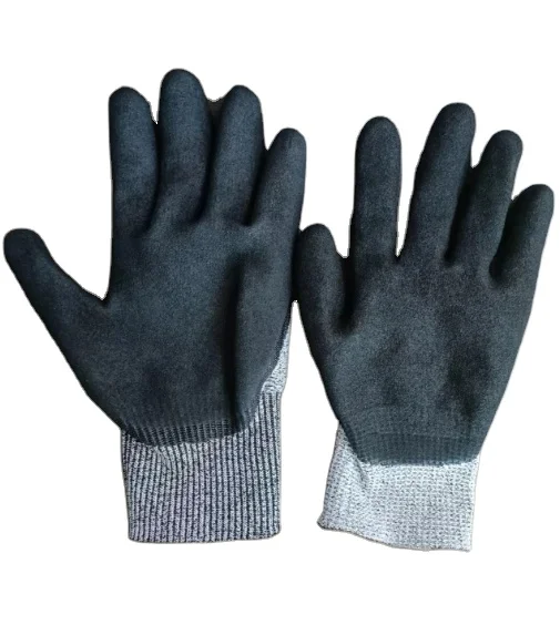 Custom Logo Knitted HPPE Anti-Cut Sand Work Gloves EN388 Cut Resistant Personal Protective Equipment with Anti-Slip Function