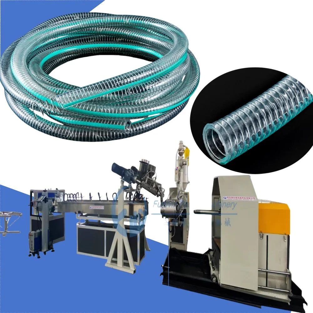 Different diameter PVC Spiral Steel Wire Reinforced Hose Machine Vacuum Suction Hose Water Pipe PVC Extrusion Line